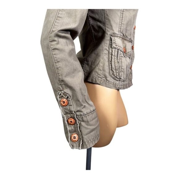 Element Military Shirt Shacket Women's XS Green Solid Long Pockets Twill Safari - Picture 10 of 10